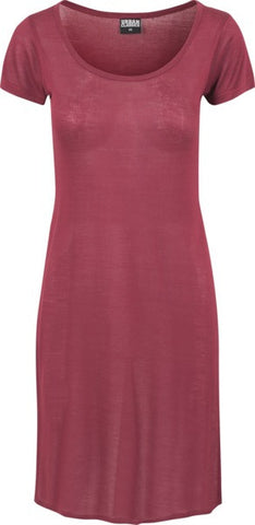 UC Side Slit Viscose Long Tee Burgundy - Luxcado