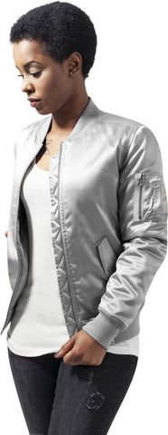 UC Satin Bomber Jakke Silver - Luxcado