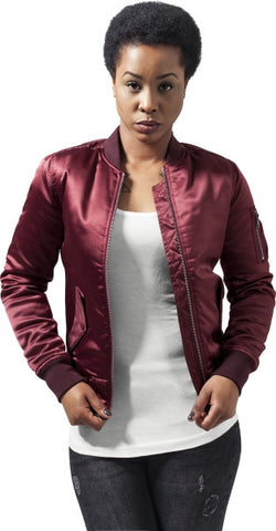UC Satin Bomber Jakke Burgundy - Luxcado