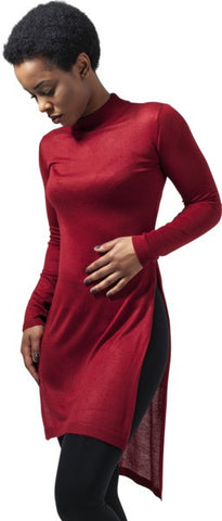 UC Fine Knit Turtleneck Long Shirt Burgundy - Luxcado
