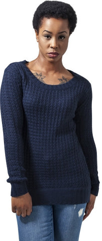 UC Long Wideneck Sweater Navy - Luxcado