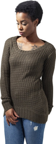 UC Long Wideneck Sweater Olive - Luxcado