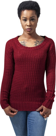 UC Long Wideneck Sweater Burgundy - Luxcado
